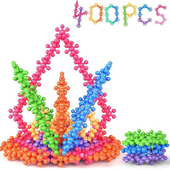 400 pc interlocking educational building blocks..(NWT) with plastic storage - Picture 1 of 6